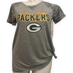 NWT: NFL Green Bay Packers | Camo Short-Sleeve T-Shirt with Knot | Sz Juniors L